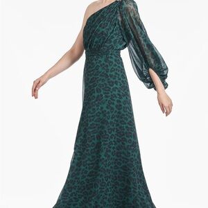 Elegant One-Shoulder Sachin & Babi Green Dress NWT